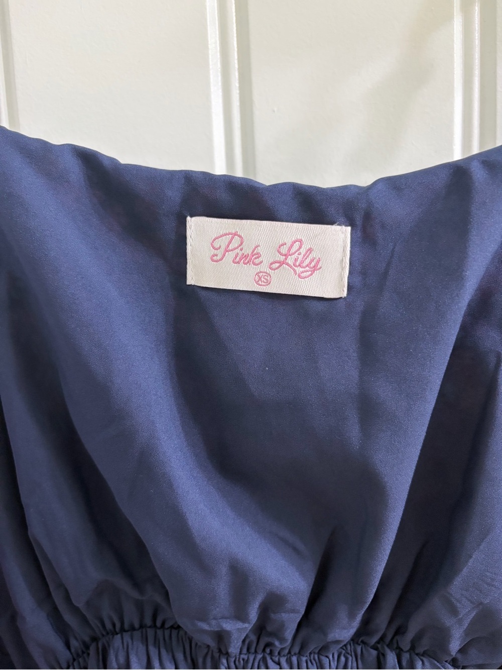 Pink Lily Navy Gathered Bodice Dress - Picture 3 of 7